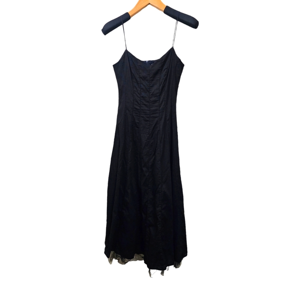 Rubber Ducky Productions, Inc. black ribbed cotton dress with lace hemline small